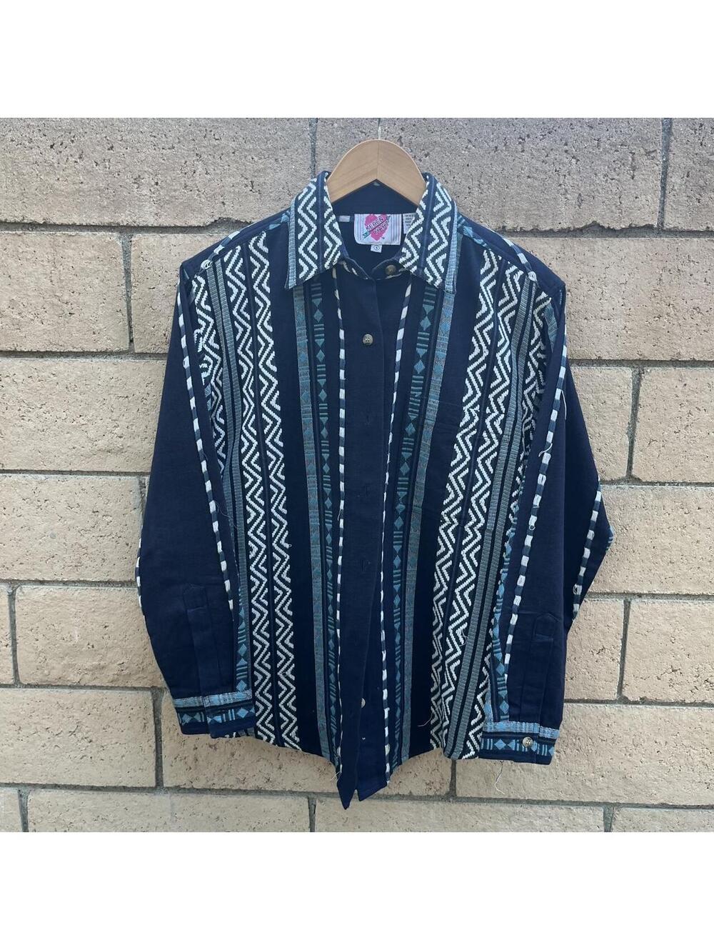 Vintage Y2K funky pattern button down shirt | size S